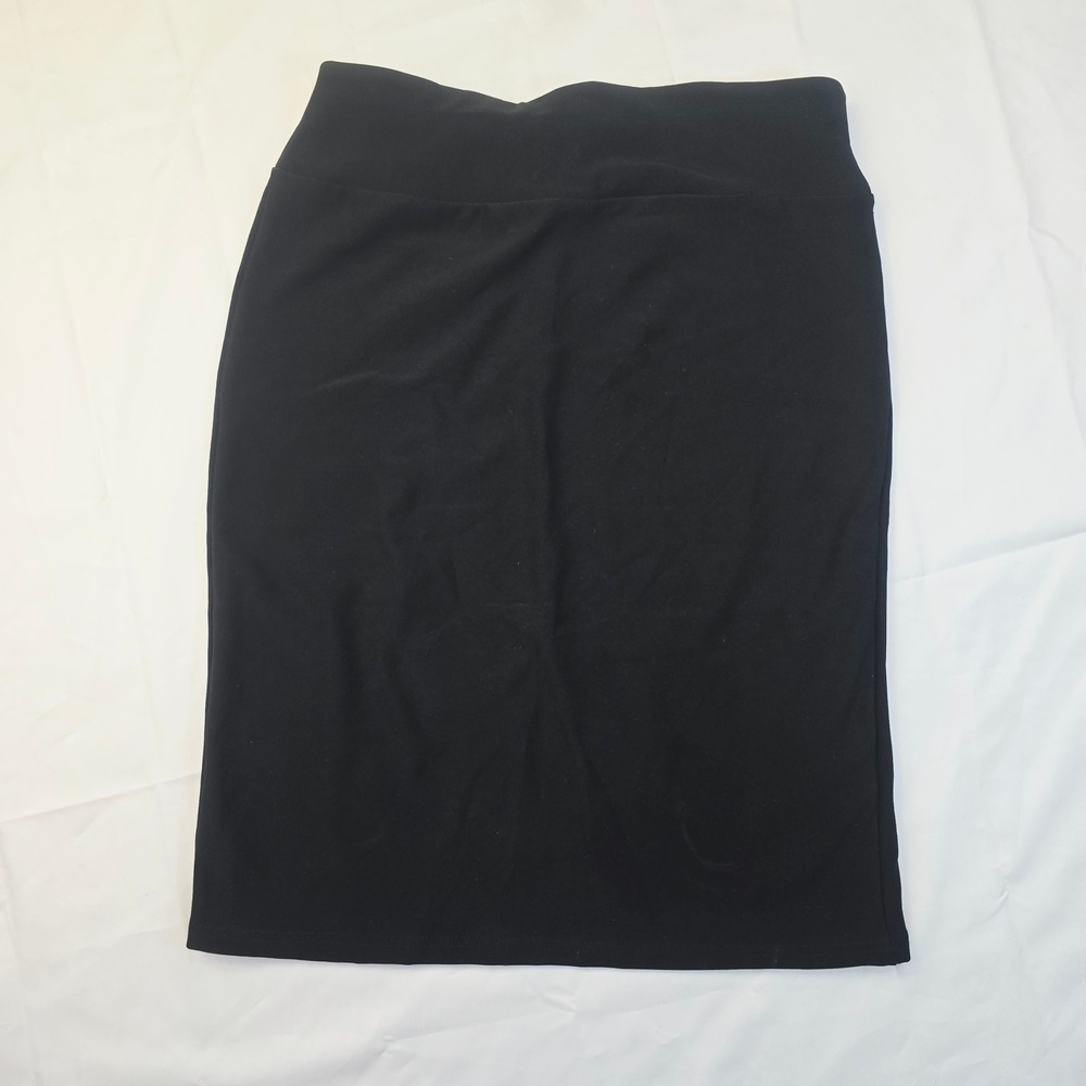 Maze Collection Women's Pencil Skirt Medium Black Stretch Pull On Knee Length K8